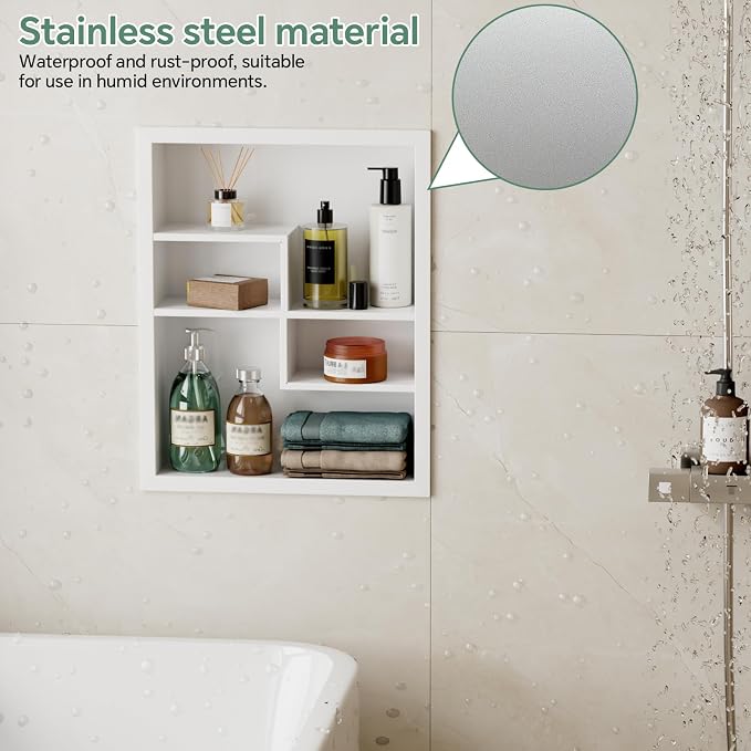 Stainless Steel Recessed Medicine Cabinet 14 * 18, Rust-proof Metal Wall Niche - Image 4