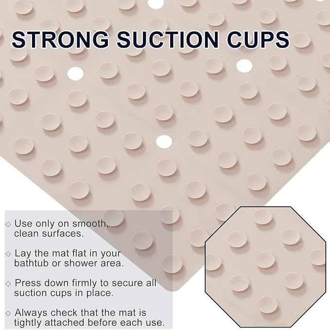 Anti Slip Shower Mat for Tub & Shower Stall, Fast-Draining, Machine Washable - Image 5