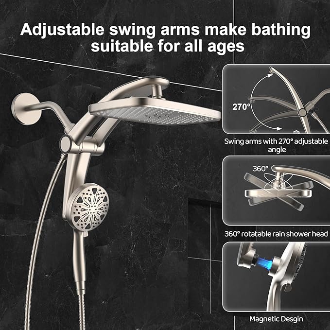 Rain Shower Head with Handheld High Pressure rainfall Shower Heads with - Image 7