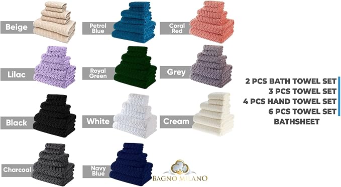 BAGNO MILANO Turkish Bath Towels, Soft Plush Jacquard Luxury Bath Towels - Image 8