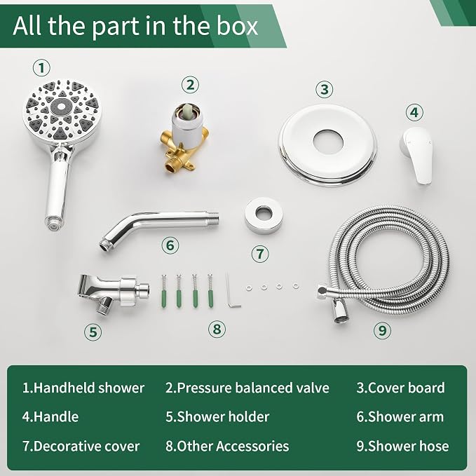 Shower Faucet Set with 7 Functions Handheld Shower Head Filter Shower Combo Set - Image 7