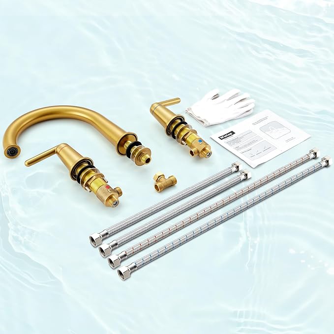 Brushed Gold Roman Bathtub Faucet, 2-Handle High Flow Tub Filler - Image 7