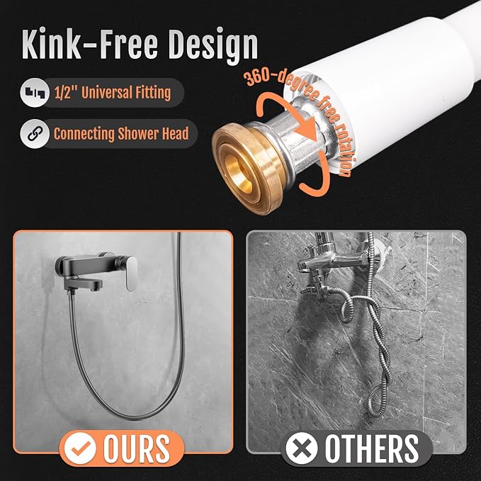 Premium Silicone Shower Head Hose, Kink-Free Handheld Extension, RV Replacement - Image 3