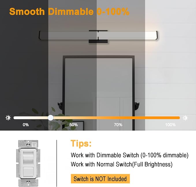 39.96Inch 3600LM Bathroom Light Fixtures 5CCT Optional, Dimmable Bathroom - Image 4