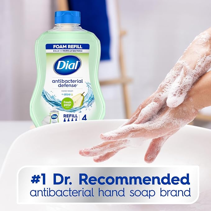 Dial Antibacterial Defense Foaming Hand Soap + Aloe, Fresh Pear Scent, 30 Fl Oz - Image 3