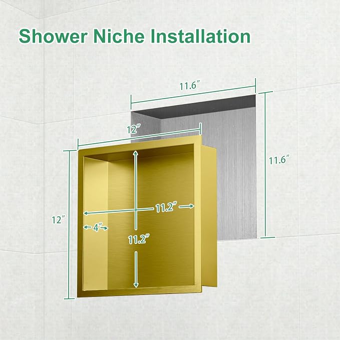 SaniteModar Shower Niche, Stainless Steel Shower Niche 12" X 12" No Tile Needed - Image 3