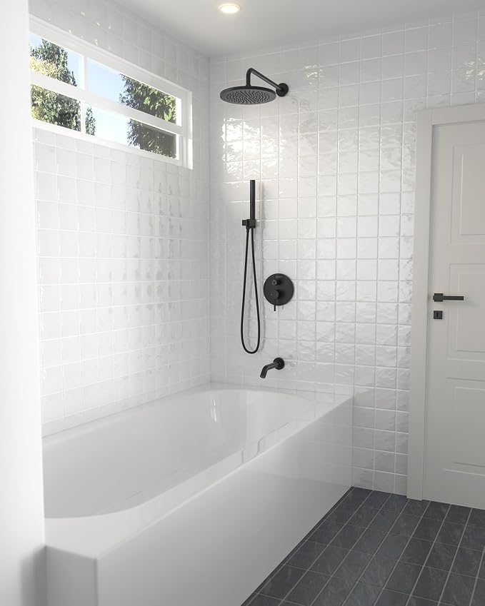 Lava Odoro Modern 3-Setting Round Rain Bathtub and Shower Faucet Set, Rain - Image 6