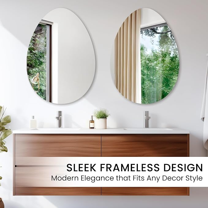 VASUHOME Drop Frameless Bathroom Mirror, 24 x 32 Inch Wall Vanity Mirror - Image 5