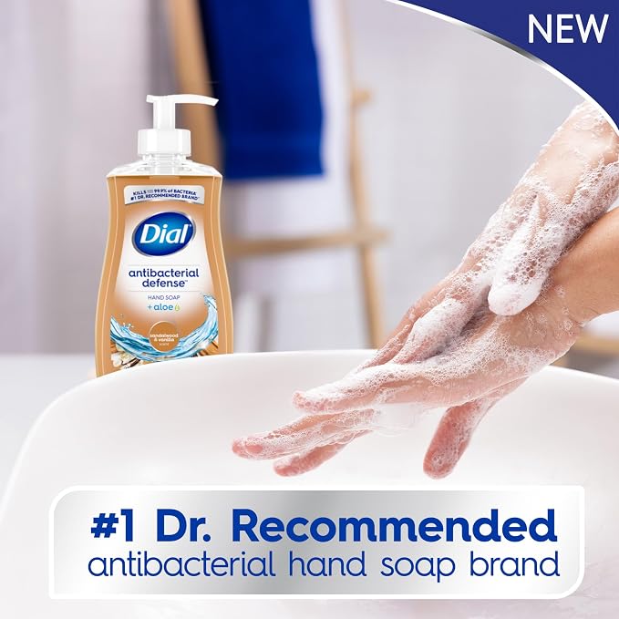 Dial Antibacterial Defense Liquid Hand Soap + Aloe, Sandalwood & Vanilla Scent - Image 3