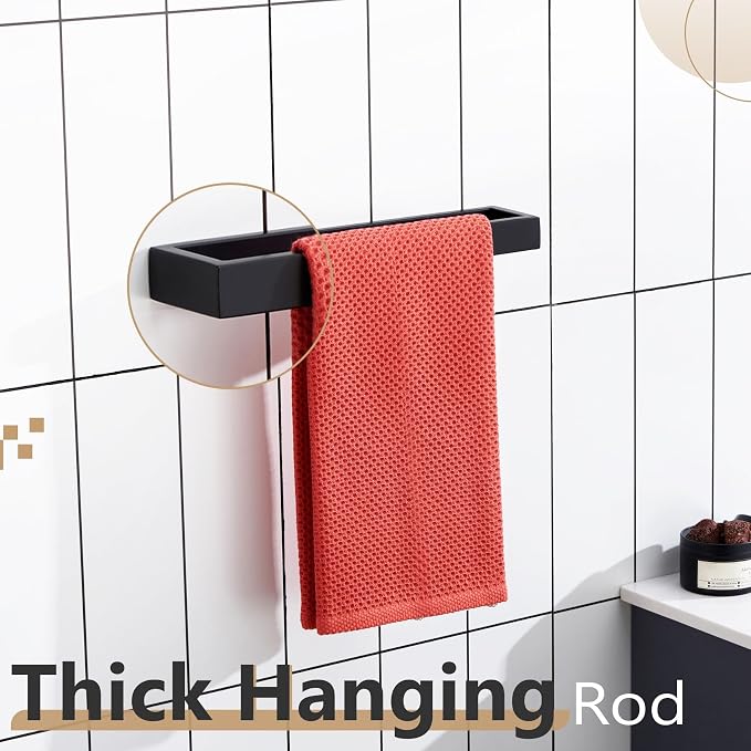 KOKOSIRI Towel Bar Matte Black Hand Towel Holder 12-Inch Kitchen Rack Stainless - Image 6