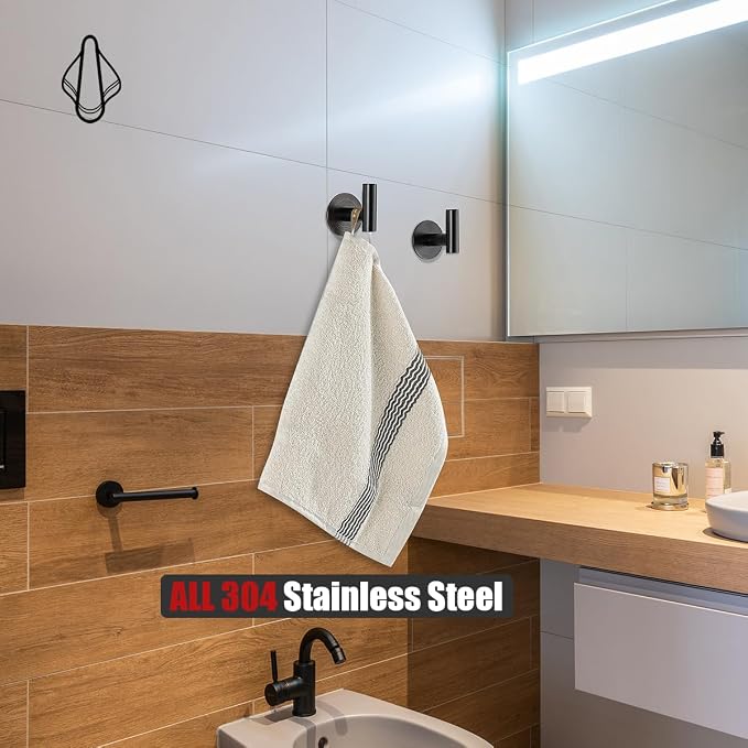 JQK Self Adhesive Towel Hook Bronze, No Drill Stick on Coat Robe Clothes Wall - Image 4