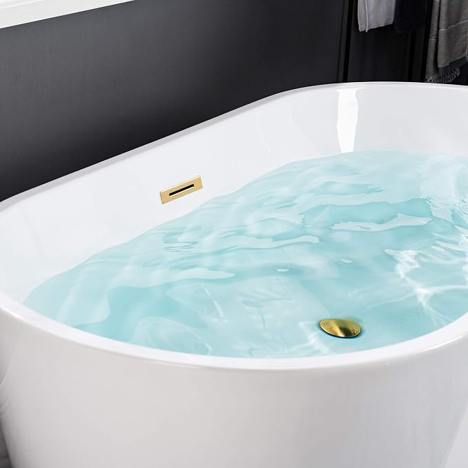 WOODBRIDGE 59" Freestanding White Acrylic Soaking Bathtub - Image 12
