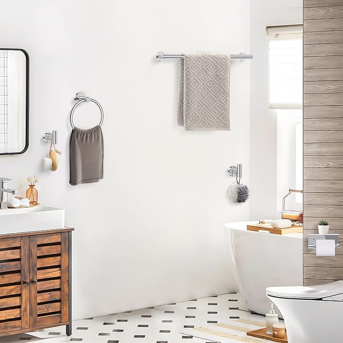 TQKAG 5 Piece Bathroom Towel Bar Holder Sets Polished Chrome Bathroom Hardware - Image 6