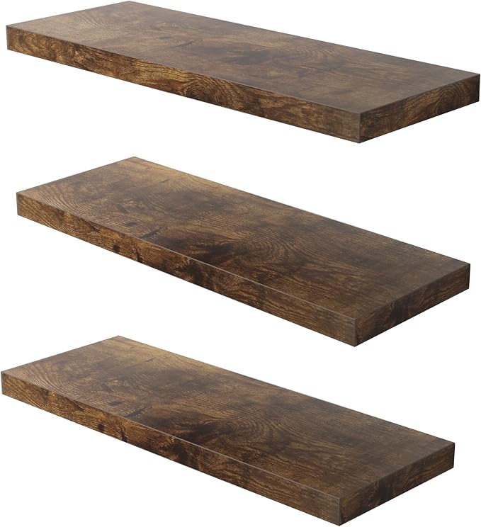 Floating Shelf, 24 in W x 12.75 in D x 2 in H Wooden Floating Wall Shelf by Home