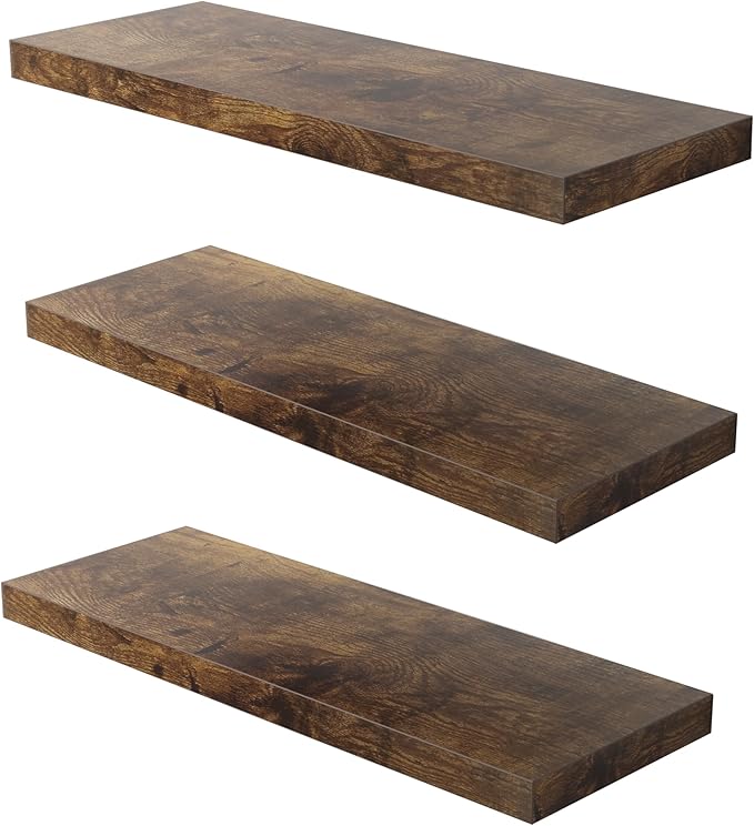 Floating Shelf, 30 in W x 12.75 in D x 2 in H Wooden Floating Wall Shelf by Home