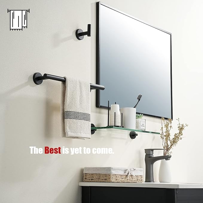 JQK Black Towel Bar, 12 Inch 304 Stainless Steel Thicken 0.8mm Hand Towel Rack - Image 4