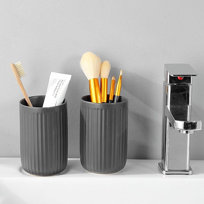 Matte Grey Toothbrush Holders for Bathrooms - Image 7