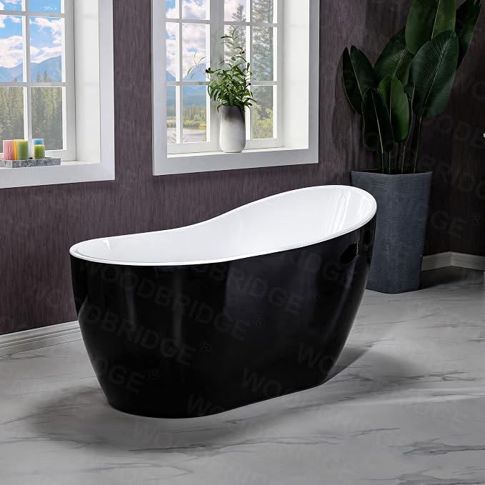 WOODBRIDGE 54" Freestanding White Acylic Soaking Bathtub - Image 3