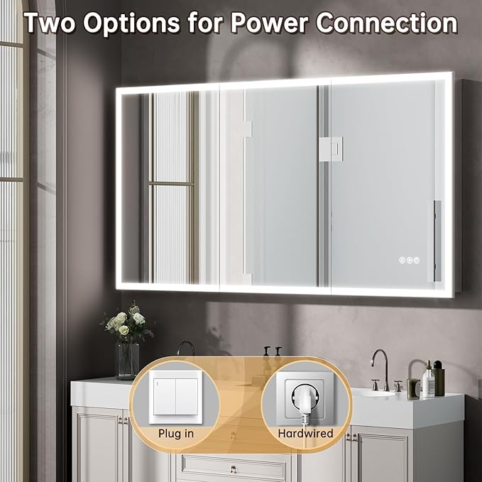 30"x32" Medicine Cabinet Mirror, LED Lighted Medicine Cabinet - Image 7