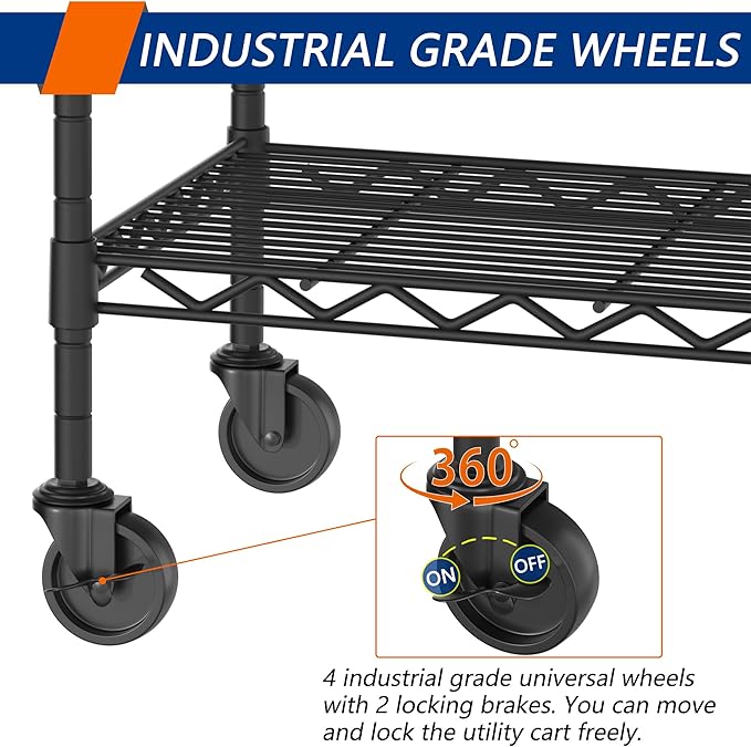 5-Shelf Adjustable Heavy Duty Storage Shelving Unit on 4 Wheel Casters - Image 6