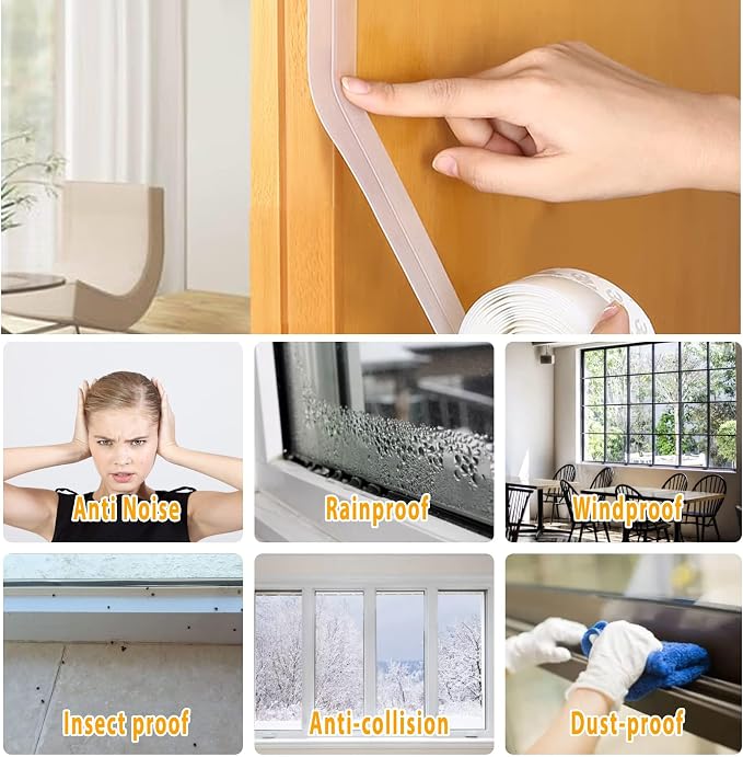 33.5 Ft Weather Stripping Door Seal Strip, Silicone Door Draft Stopper - Image 4
