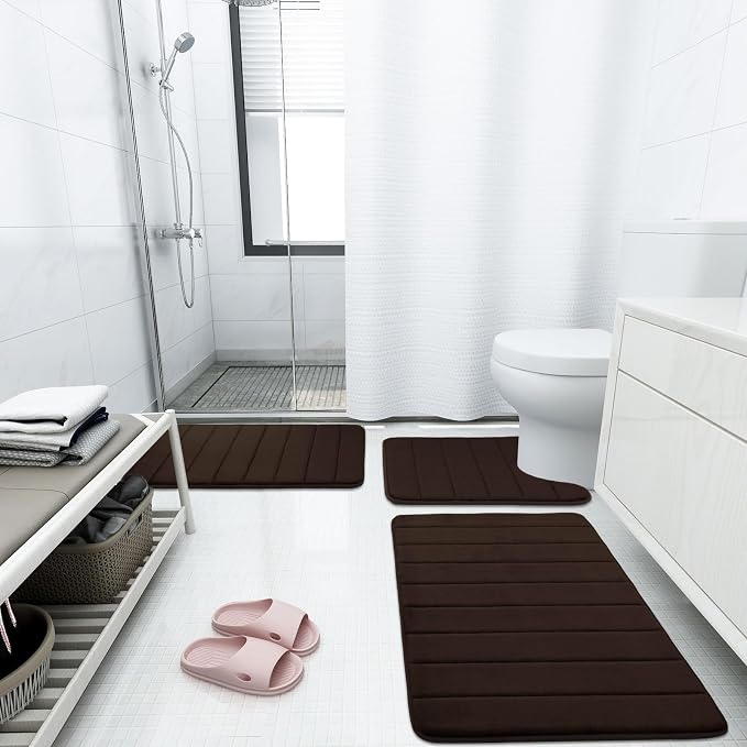 Buganda Memory Foam U-Shaped Contour Toilet Rugs, Non Slip Absorbent, Thick - Image 9