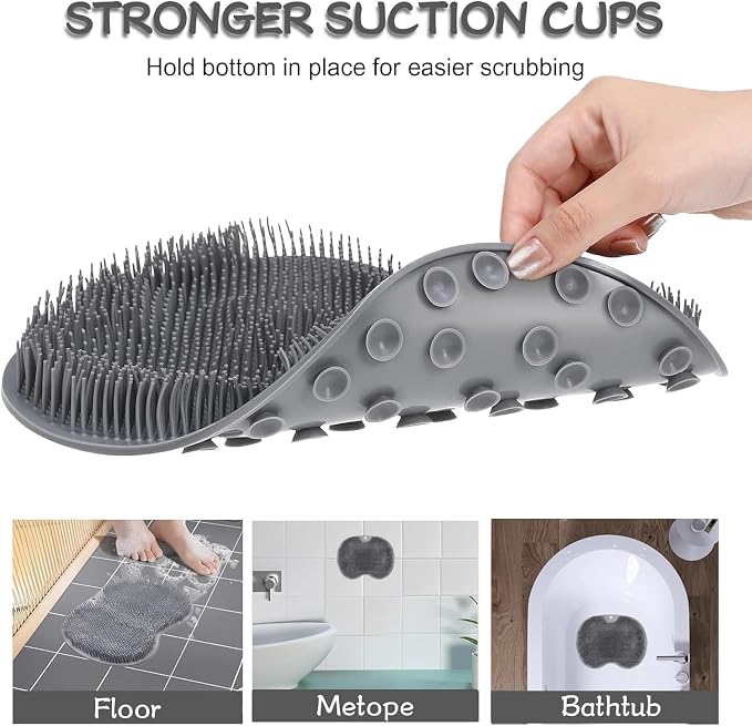 Shower Foot Scrubber Mat with Non-Slip Suction Cups, Exfoliating Foot and Back - Image 3