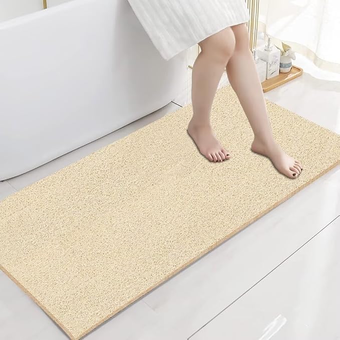 godehone Shower Mats Non Slip Without Suction Cups, PVC Loofah Bathroom Mats by godehone
