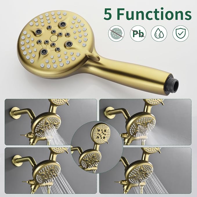 L829-3 Brushed Gold Shower Faucet Set - Image 9
