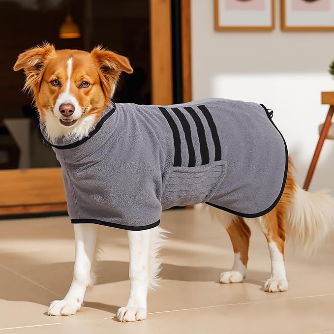 Microfibre Dog Bathrobe Towel Wrap Super Absorbent Dog Drying Coat Bath Robe by HezzLuv