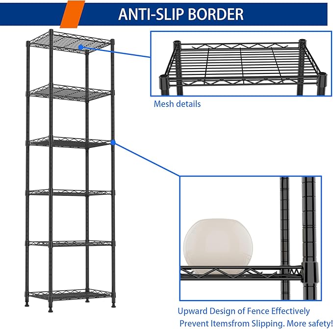 REGILLER 6 Wire Shelving Steel Storage Rack Adjustable Unit Shelves - Image 6