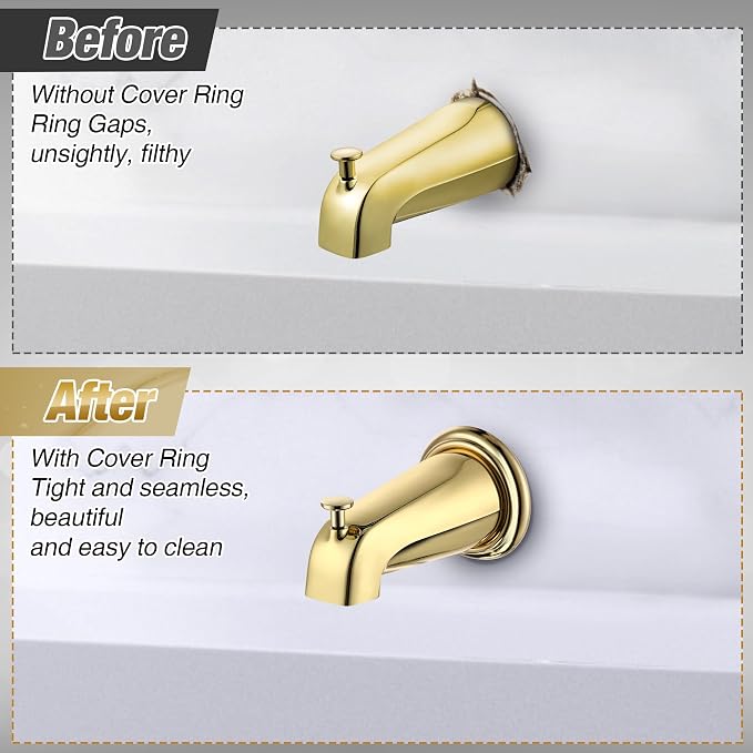 Dreyoo Metal Tub Spout Cover Ring, Bathtub Spout Trim Plate Ring - Image 5