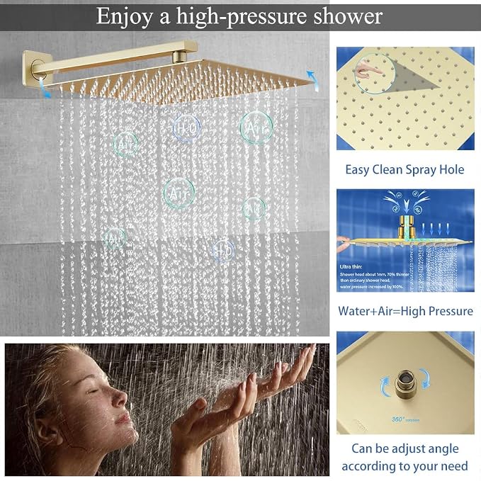 Shower Faucet Set Brushed Gold Shower System, Knob Switch Diverter Shower Faucet - Image 4