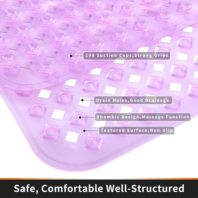 Yimobra Bathtub Mat Non Slip, Super Strong Suction Cups, 27.5"x15.5" Long - Image 7
