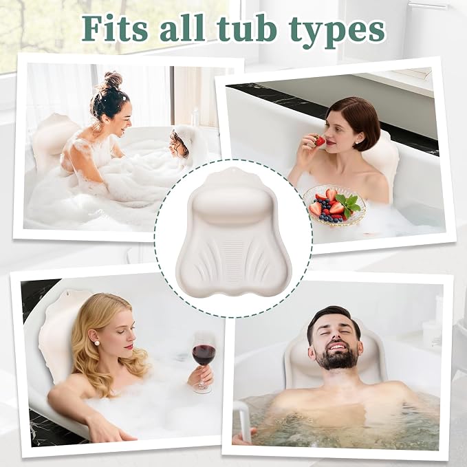 Silicone Bath Pillow for Tub Adults, 4D Air-Cushion Bathtub Pillow for Head - Image 6