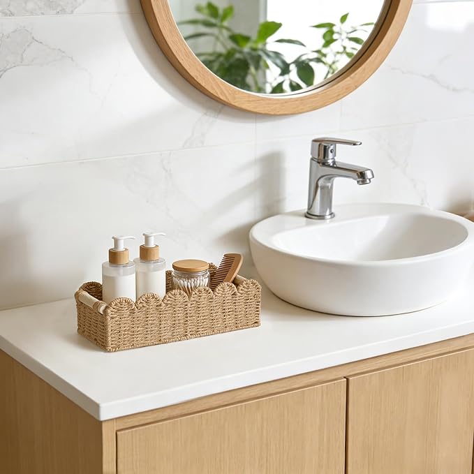 Dahey 2 Pcs Woven Paper Rope Toilet Paper Storage Basket - Image 5