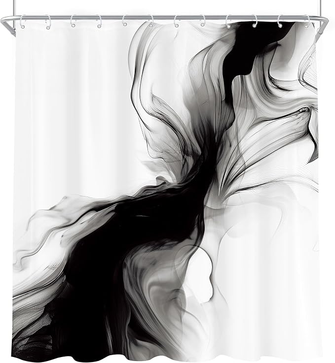 Cinbloo Black and White 72Wx78H Shower Curtain Abstract Modern Ombre Grey - Image 7