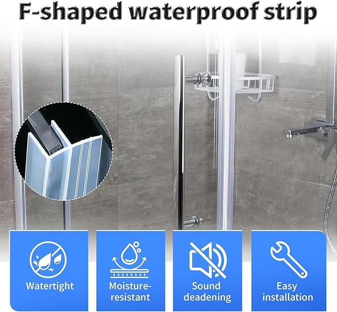 Shower Door Side Seal Strip, 79 Inch F-Type Frameless Shower Door Seal - Image 3