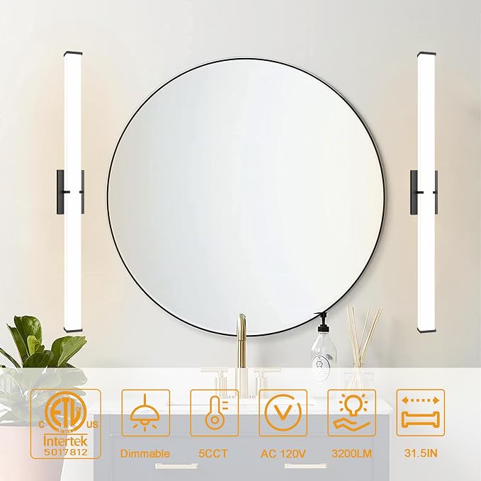 31.5Inch 3200LM Bathroom Light Fixtures 5CCT Optional, Dimmable Bathroom - Image 7