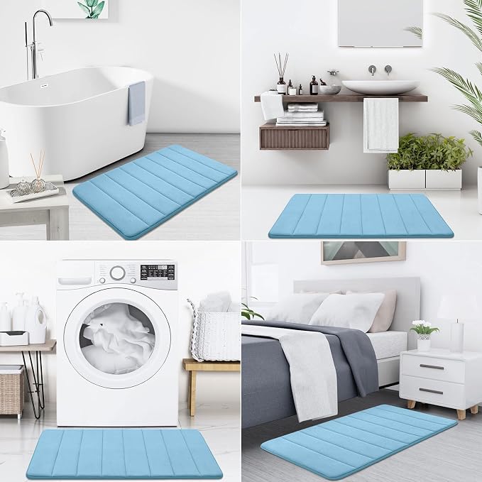 Buganda Memory Foam Bath Mat, Ultra Soft and Non-Slip Bathroom Rugs, Water - Image 9