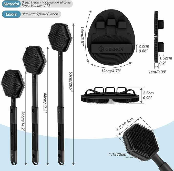 Silicone Back Scrubber & Soft Bath Glove 2PCS, 360° Anti-Slip Hand-fit Silicone - Image 2