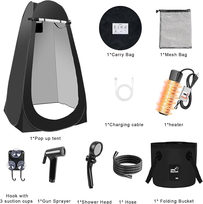 Portable Hot Shower Tent for Camping, Pop Up Privacy Tent - Image 9