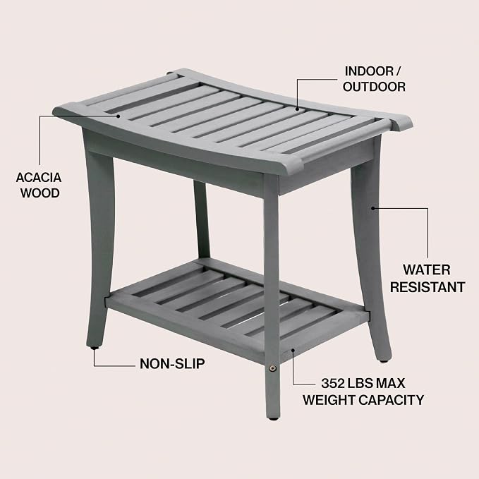 JONATHAN Y STL1001G Tucker 22.1" Traditional Classic Slatted Solid Acacia Wood - Image 4