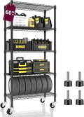 5 Tier Wire Shelving with Wheels Casters, 750 lbs Heavy Duty Storage Shelves by Homtura