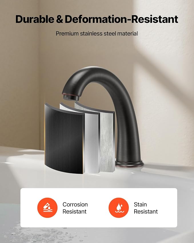 VEVOR Roman Tub Faucet, 3 Hole Waterfall Bathtub Faucet, Gooseneck Bath Tubs - Image 4