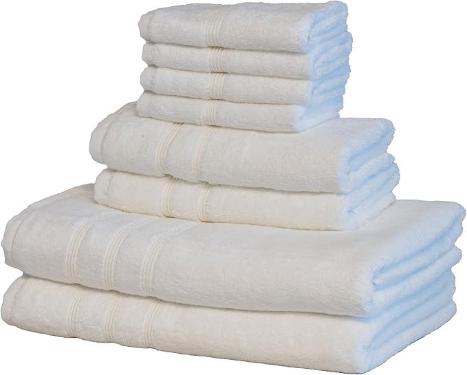 Mosobam Luxury Turkish 8pc Towel Set 30X58 16X30 13X13 White 700 GSM Bamboo by Mosobam