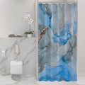 Gibelle Small Stall Shower Curtain 36 x 72, Narrow Half Abstract Blue Grey by Gibelle