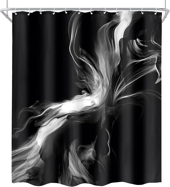 Cinbloo Black 60Wx72H Shower Curtain Abstract Bathroom Decor - Image 6