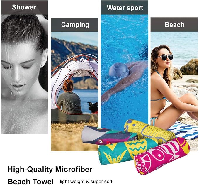 4Monster Microfiber Beach Towel Quick Dry, Super Absorbent Lightweight Travel - Image 7