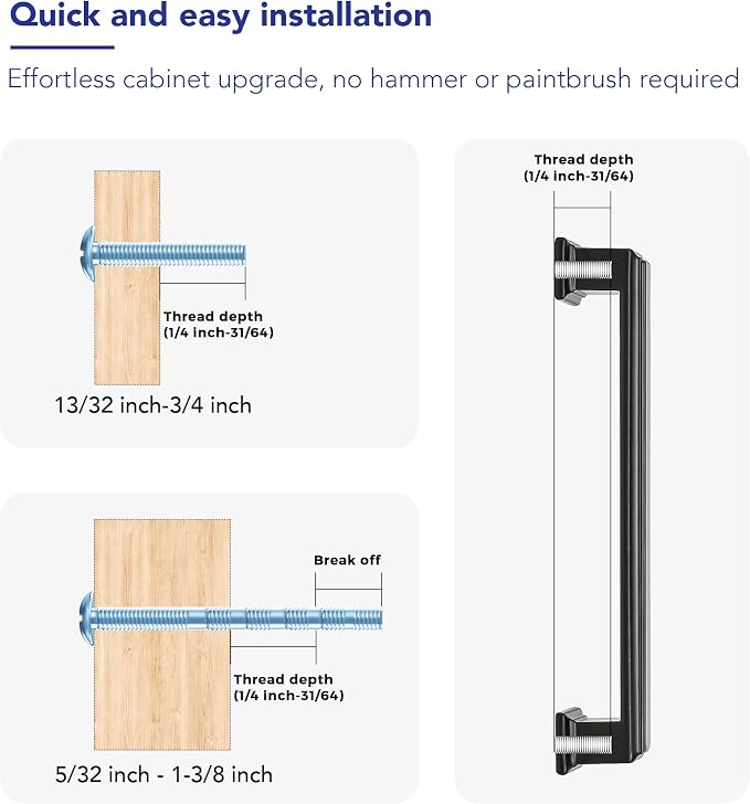 Ravinte Hardware 15 Pack Matte Black Cabinet Pulls, 5 Inch Hole Center Zinc - Image 4